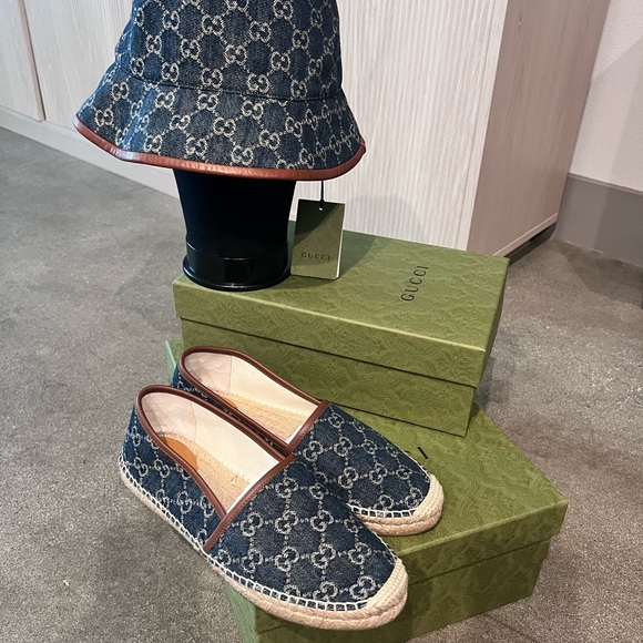 Gucci Denim Espadrilles & Hat Size 9/39 & L/XL Hat - Picture 1 of 7